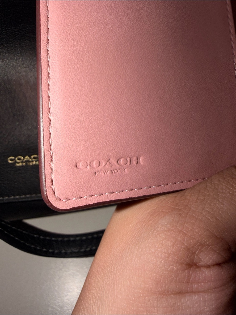 Coach Brown Signature Canvas Wallet with Pink Snap Tab - Picture 4 of 9